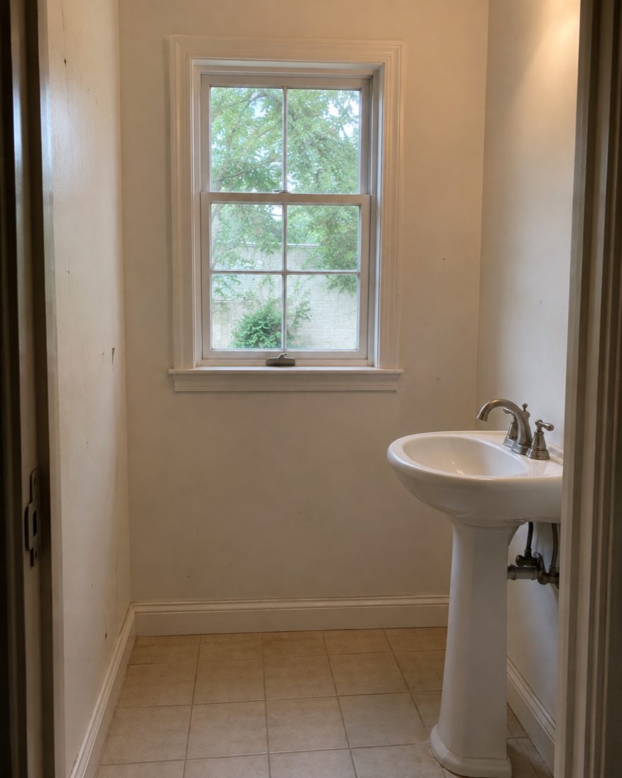 Powder room before